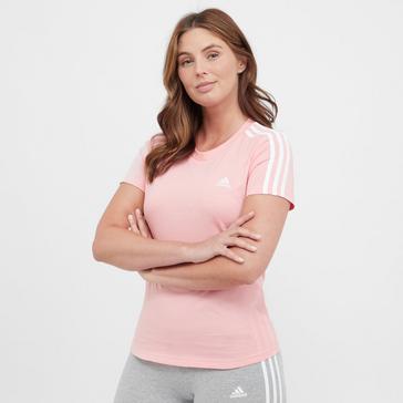 Pink adidas Women's Essentials Slim 3-Stripes Tee