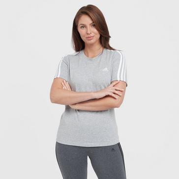 Grey adidas Women’s Essentials Slim 3-Stripes T-Shirt