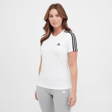 White adidas Women’s Essentials Slim 3-Stripes T-Shirt