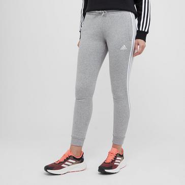 Grey adidas Women's 3 Stripe Fleece Jogging Bottoms