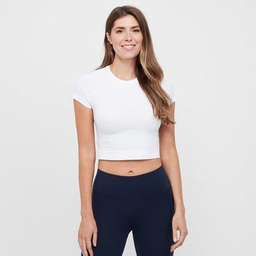 White SWEATY BETTY Athlete Crop Seamless Gym T-Shirt