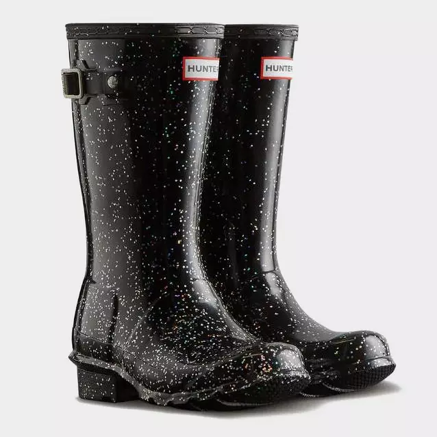 Hunter Kids' Giant Glitter Wellington Boots Blacks