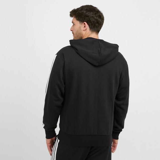 adidas Men's Essentials 3-Stripes Fleece Hoodie Blacks