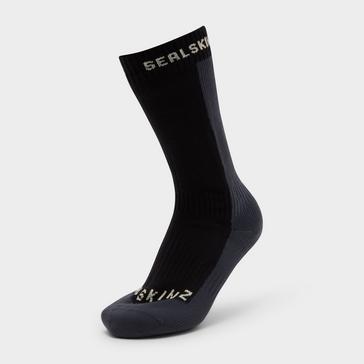 Black Sealskinz Unisex Starston Waterproof Cold Weather Mid-Length Sock