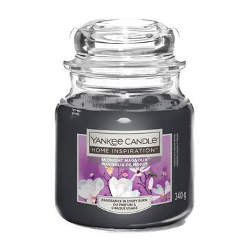 Black Yankee candle Midnight Magnolia Medium Jar 