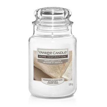 White Yankee candle White Linen & Lace Large Jar