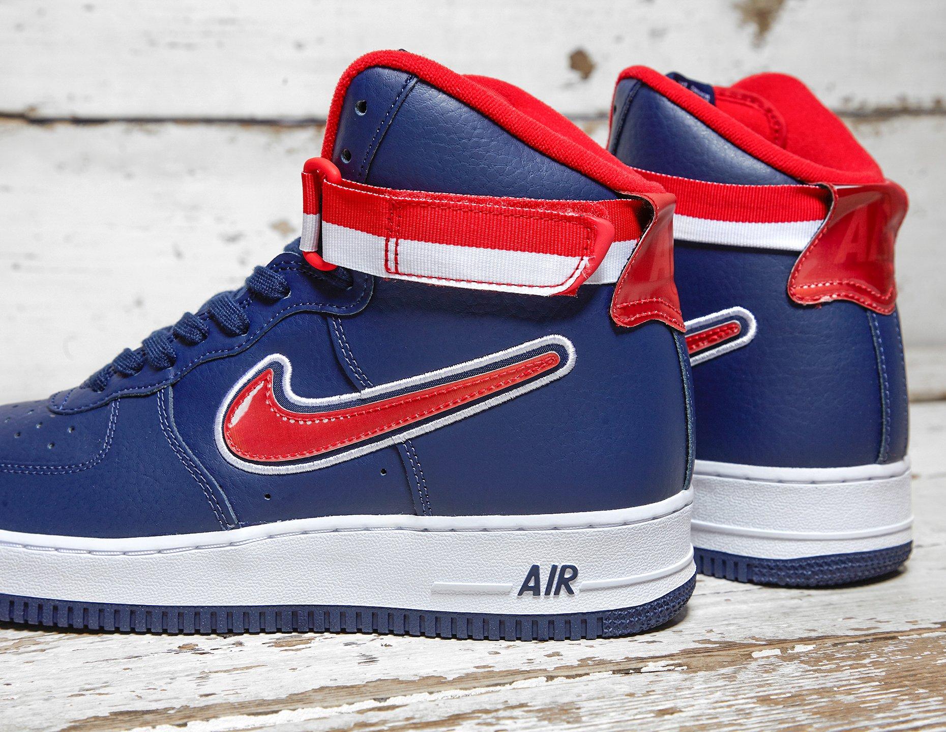 air force 1 red and blue high top