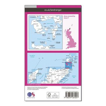 Pink Ordnance Survey Landranger 7 Orkney Southern Isles Map With Digital Version