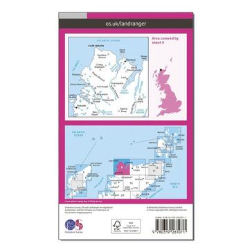 Pink Ordnance Survey Landranger 9 Cape Wrath, Durness & Scourie Map With Digital Version