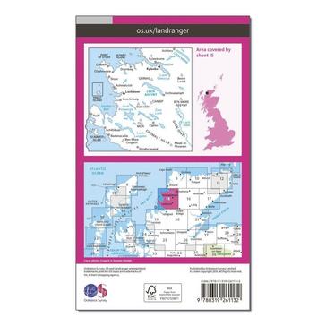 Pink Ordnance Survey Landranger 15 Loch Assynt, Lochinvar & Kylesku Map With Digital Version