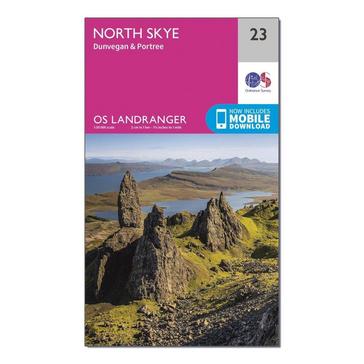 Pink Ordnance Survey Landranger 23 North Skye Dunvegan  Portree Map With Digital Version
