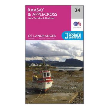 Pink Ordnance Survey OS Landranger 24 Raasay & Applecross, Loch Torridon & Plockton Map