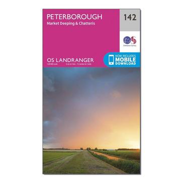 Pink Ordnance Survey Landranger 142 Peterborough, Market Deeping & Chatteris Map With Digital Version