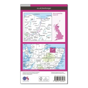 Pink Ordnance Survey Landranger 28 Elgin, Dufftown, Buckie & Keith Map With Digital Version