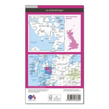 Pink Ordnance Survey Landranger 32 South Skye  Cuillin Hills Map With Digital Version