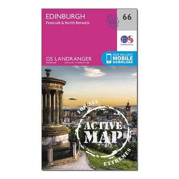 Orange Ordnance Survey Landranger Active 66 Edinburgh Penicuik  North Berwick Map With Digital Version