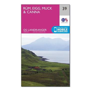 Pink Ordnance Survey Landranger 39 Rum, Eigg & Muck Map With Digital Version