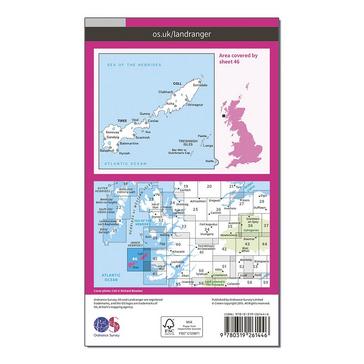 Pink Ordnance Survey Landranger 46 Coll & Tiree Map With Digital Version