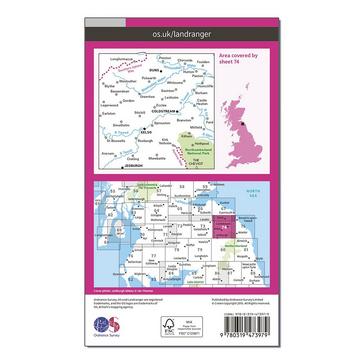 Pink Ordnance Survey Landranger Active 74 Kelso  Coldstream Jedburgh  Duns Map With Digital Version