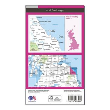 Pink Ordnance Survey Landranger Active 75 Berwick-upon-Tweed Map With Digital Version