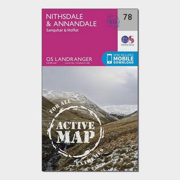 Pink Ordnance Survey Landranger Active 78 Nithsdale & Annandale, Sanquhar & Moffat Map With Digital Version