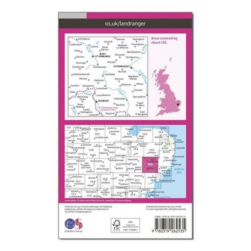 Pink Ordnance Survey Landranger 155 Bury St Edmunds, Sudbury & Stowmarket Map With Digital Version