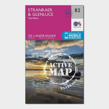 Pink Ordnance Survey Landranger Active 82 Stranraer & Glenluce Map With Digital Version