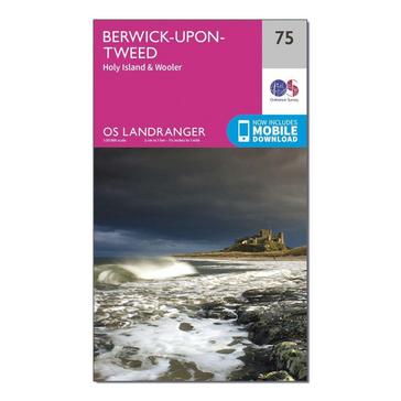 Pink Ordnance Survey Landranger 75 Berwick-upon-Tweed Map With Digital Version
