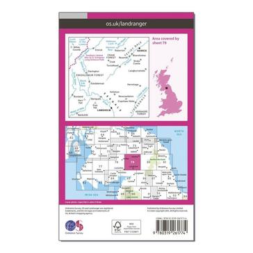 Pink Ordnance Survey Landranger 79 Hawick  Eskdale Langholm Map With Digital Version