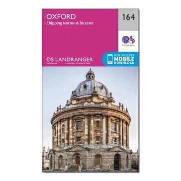 Pink Ordnance Survey Landranger 164 Oxford, Chipping Norton & Bicester Map With Digital Version