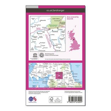 Pink Ordnance Survey Landranger Active 86 Haltwhistle & Brampton, Bewcastle & Alston Map With Digital Version