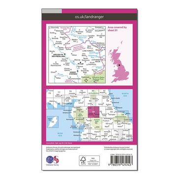 Pink Ordnance Survey Landranger Active 91 Appleby-in-Westmorland Map With Digital Version