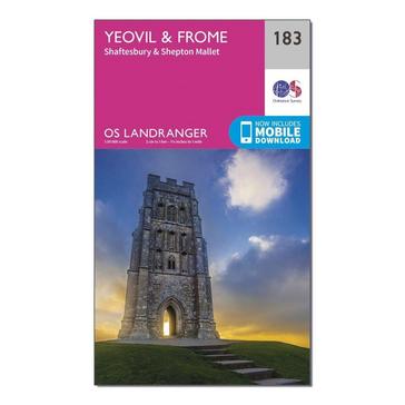 Pink Ordnance Survey Landranger 183 Yeovil & Frome Map With Digital Version