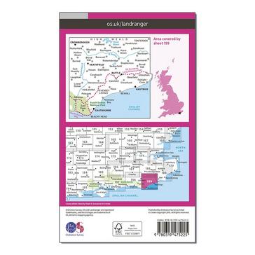 Pink Ordnance Survey Landranger Active 199 Eastbourne & Hastings, Battle & Heathfield Map With Digital Version