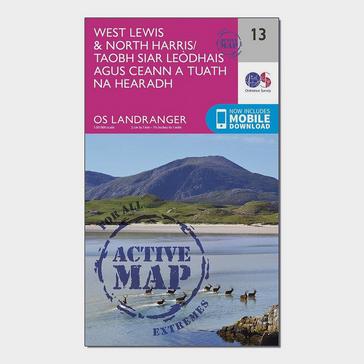 Pink Ordnance Survey Landranger Active 13 West Lewis & North Harris Map With Digital Version