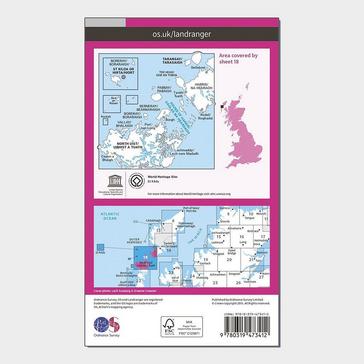 Pink Ordnance Survey Landranger Active 18 Sound of Harris, North Uist, Taransay & St Kilda Map With Digital Version