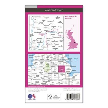 Pink Ordnance Survey Landranger Active 121 Lincoln & Newark-on-Trent Map With Digital Version