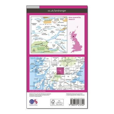 Pink Ordnance Survey Landranger Active 51 Loch Tay & Glen Dochart Map With Digital Version