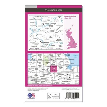 Orange Ordnance Survey Landranger Active 129 Nottingham  Loughborough Melton Mowbray Map With Digital Version
