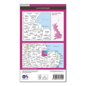 Pink Ordnance Survey Landranger Active 131 Boston & Spalding Map With Digital Version