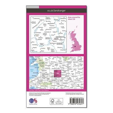 Pink Ordnance Survey Landranger Active 138 Kidderminster & Wyre Forest Map With Digital Version