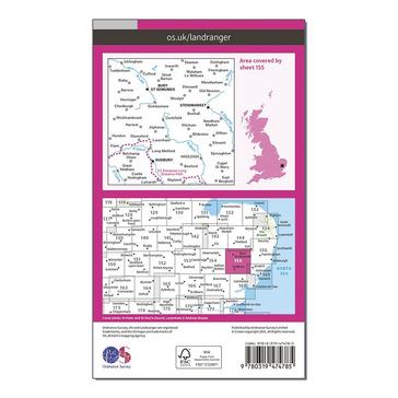 Pink Ordnance Survey Landranger Active 155 Bury St Edmunds, Sudbury & Stowmarket Map With Digital Version