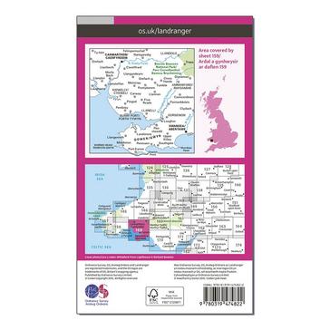 Pink Ordnance Survey Landranger Active 159 Swansea & Gower, Carmarthen Map With Digital Version