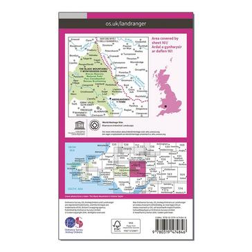 Pink Ordnance Survey Landranger Active 161 The Black Mountains Map With Digital Version