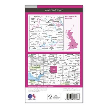 Pink Ordnance Survey Landranger Active 163 Cheltenham & Cirencester, Stow-on-the-Wold Map With Digital Version