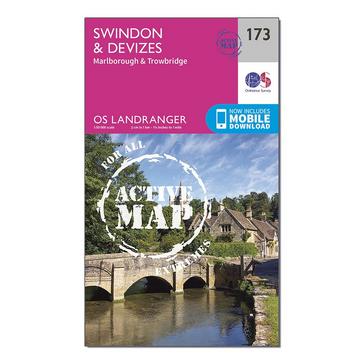 Pink Ordnance Survey Landranger Active 173 Swindon Devizes Marlborough  Trowbridge Map With Digital Version