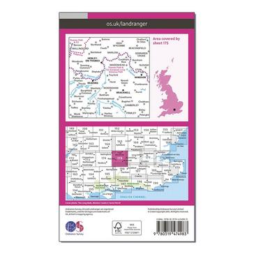 Pink Ordnance Survey Landranger Active 175 Reading, Windsor, Henley-on-Thames & Bracknell Map With Digital Version