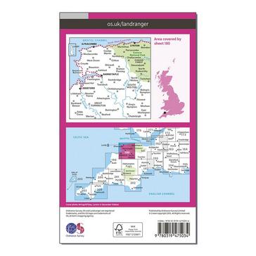 Pink Ordnance Survey Landranger Active 180 Barnstaple & Ilfracombe, Lynton & Bideford Map With Digital Version