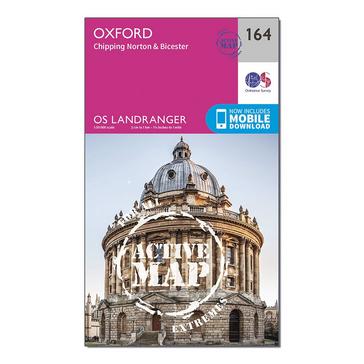 Pink Ordnance Survey Landranger Active 164 Oxford, Chipping Norton & Bicester Map With Digital Version