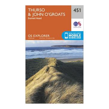 Orange Ordnance Survey Explorer 451 Thurso & John O'Groats Map With Digital Version